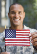 man holding American flag